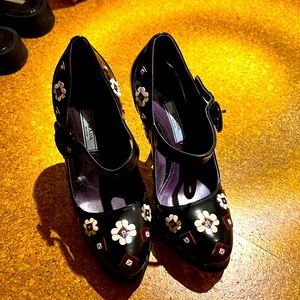 Prada Floral Runway May Jane Pumps